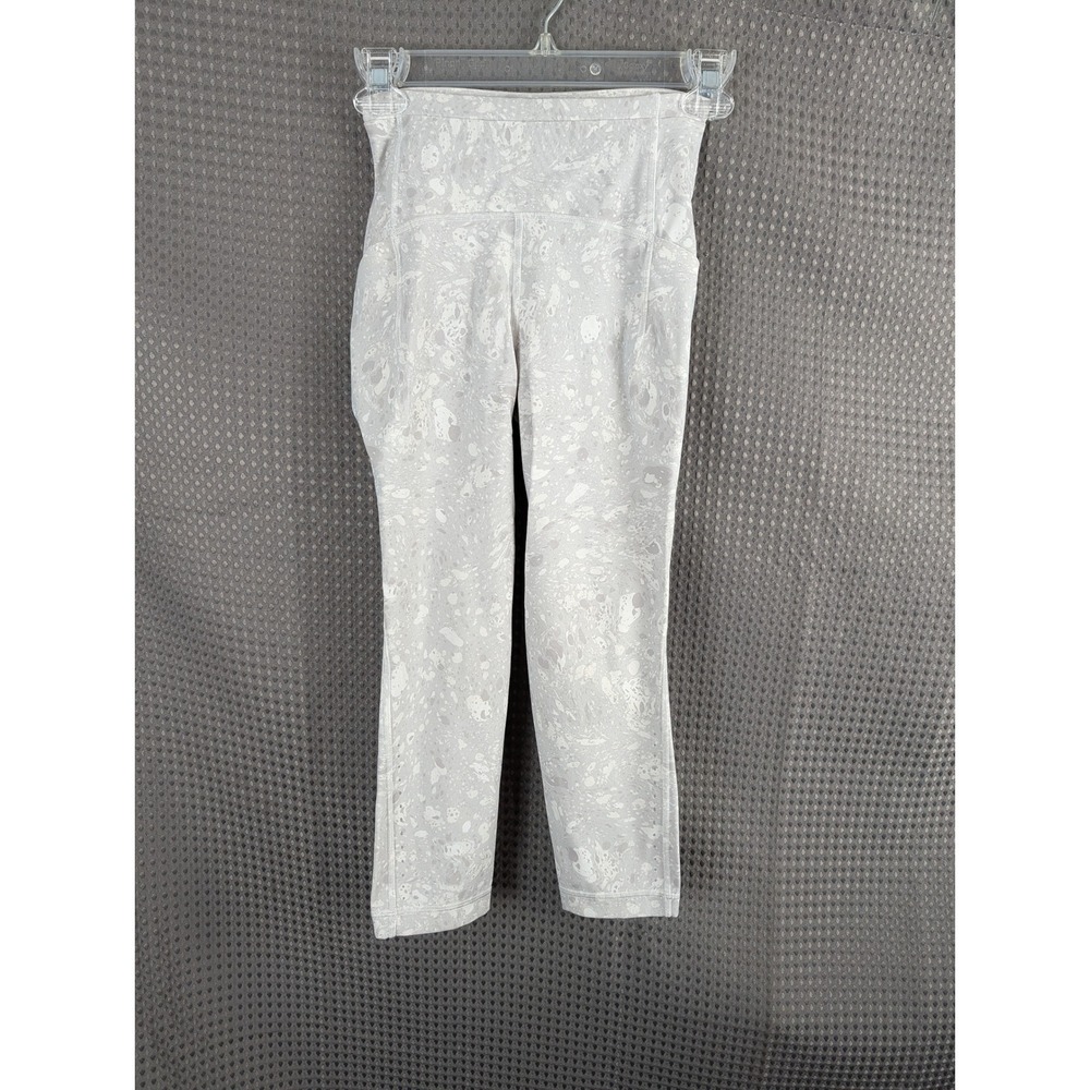 Lululemon Swift Speed Crop 21 Size 2 Terrazzo Marble Silver Ice Leggings Pockets